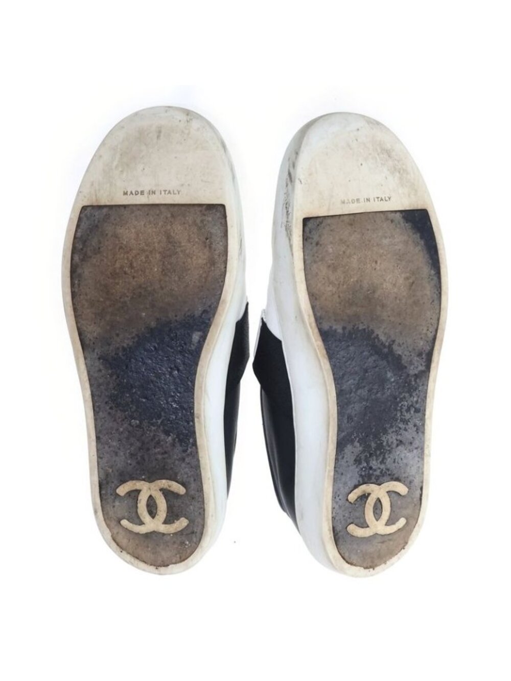 Chanel Bicolor Slip on Low Cut Shoes White Black - Picture 5 of 6